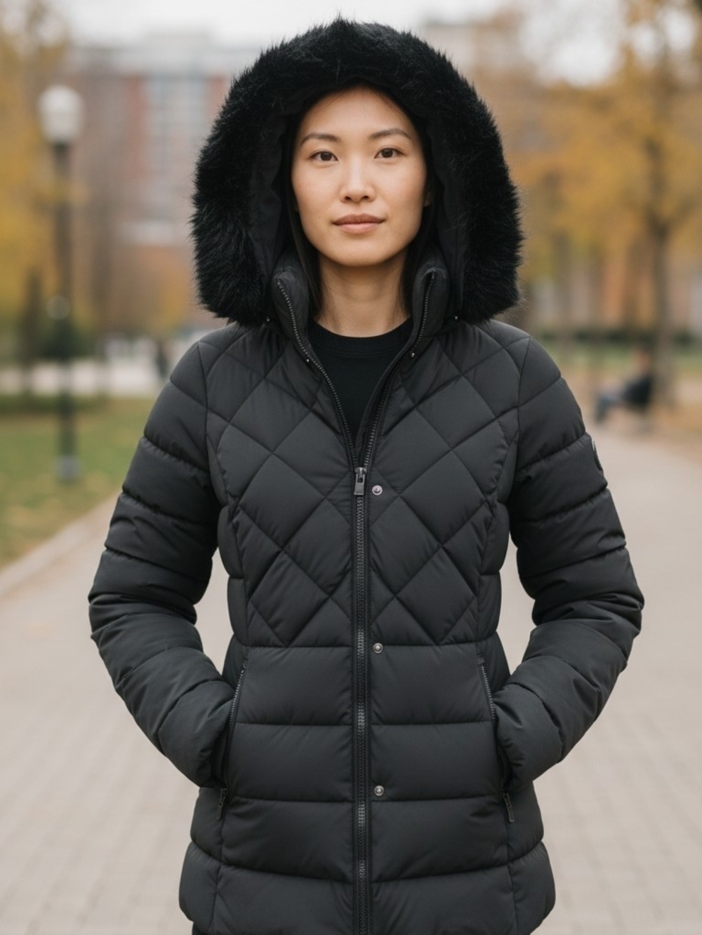 Tommy Hilfiger Black Quilted Hooded Puffer Jacket